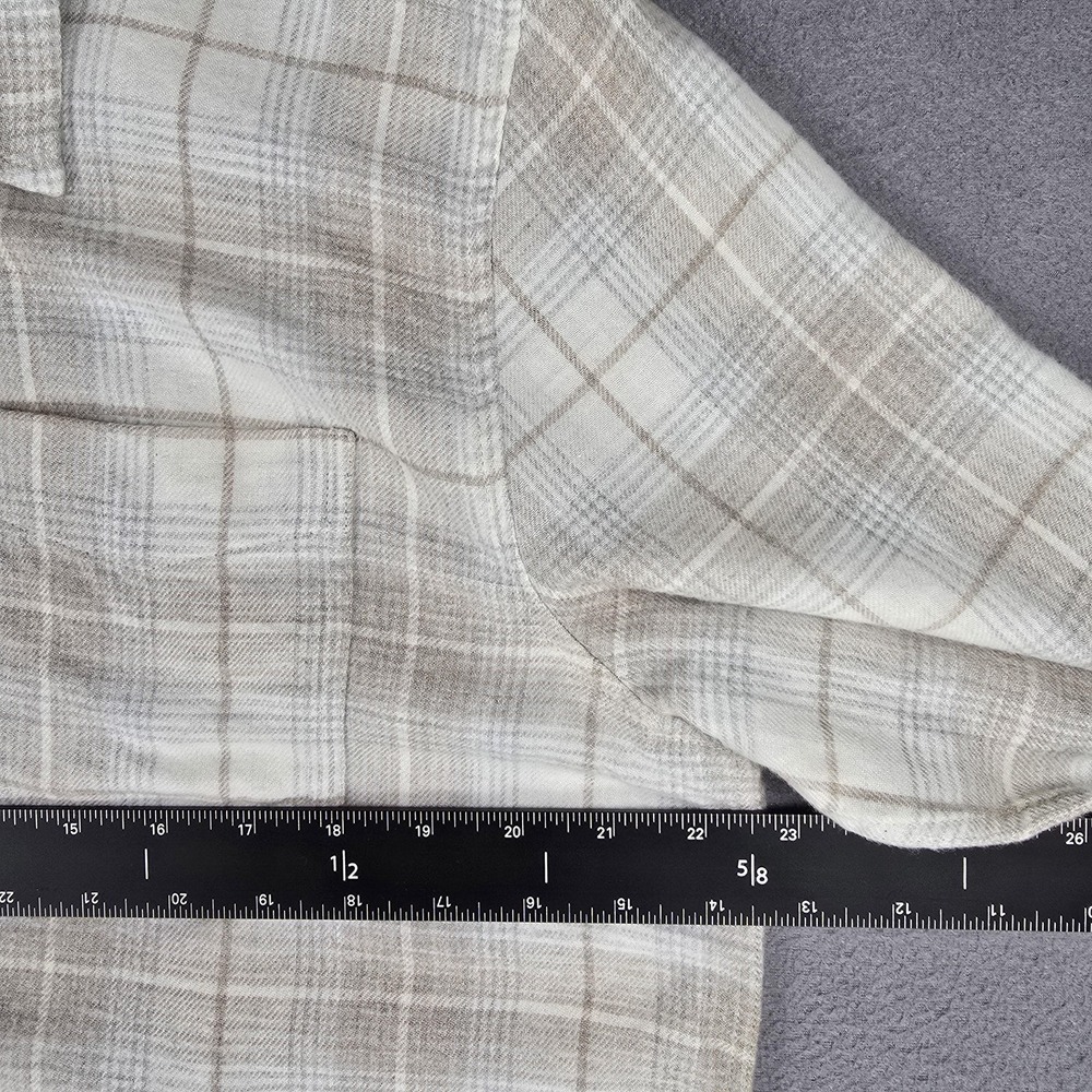 Rails Shirt Mens Large Flannel Beige Plaid Lennox Wheat Dove Melange Button New - Picture 9 of 12